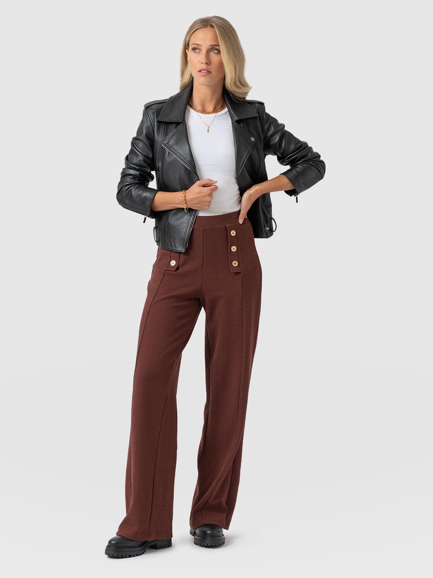 Chelsea Pant - Maroon Textured